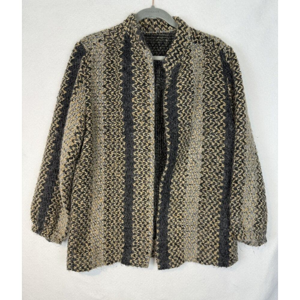 Vintage Striped Mohair Cardigan In The Style Of Kurt Cobain Browns Large